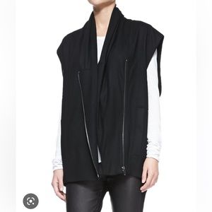 Helmut Lang Sonar Wool Vest w/ Asymmetrical Zipper Front and Side Slide Pockets